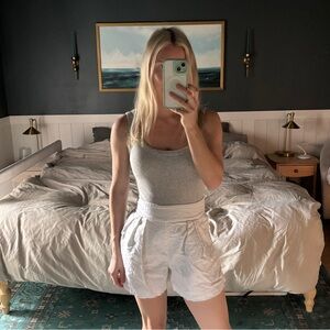 Abercrombie White High Waisted Linen Shorts